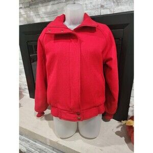 Vintage Woolrich Jacket Red Wool Full Zip Womens Medium Buffalo Checkered Inner